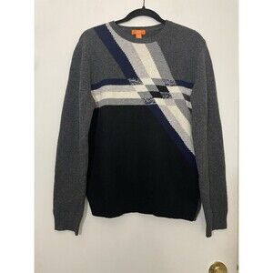 Joe Fresh NWOT Medium Lambswool Blend Sweater‎ Geometric Print Blue Grandpacore